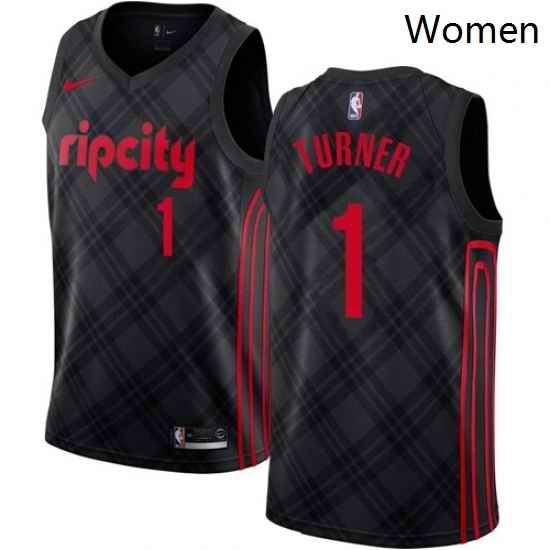 Womens Nike Portland Trail Blazers 1 Evan Turner Swingman Black NBA Jersey City Edition